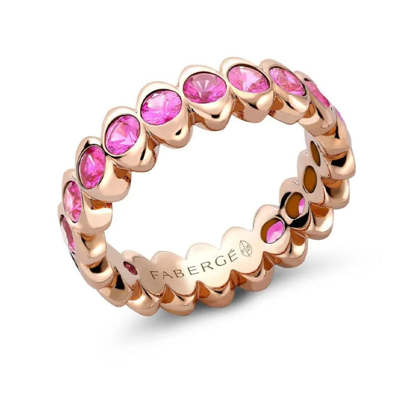 Faberge Colours Of Love Cosmic Curve 18ct Rose Gold Pink Sapphire Eternity Ring - 53