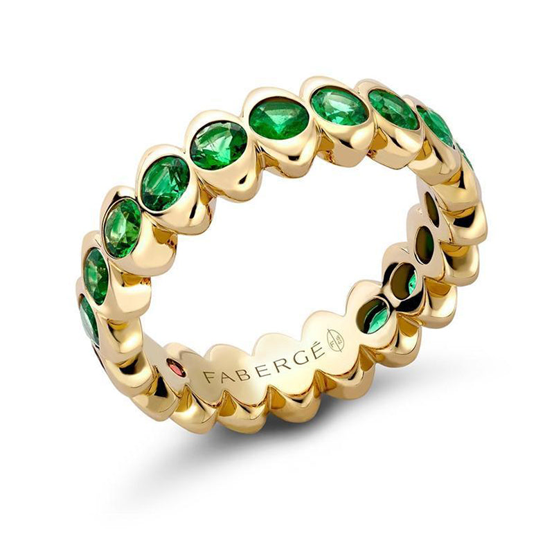 Faberge Colours Of Love Cosmic Curve 18ct Yellow Gold Emerald Eternity Ring - 53