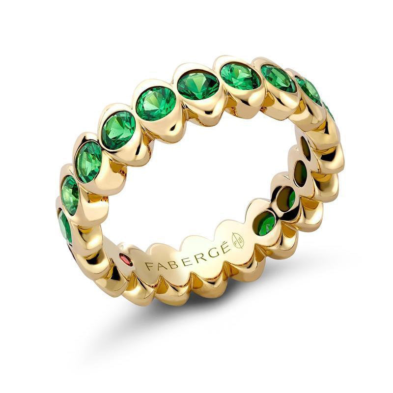 Faberge Colours Of Love Cosmic Curve 18ct Yellow Gold Tsavorite Eternity Ring - 49