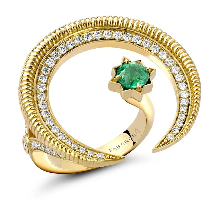 Faberge Colours Of Love Hilal 18ct Gold Emerald Diamond Ring - 51