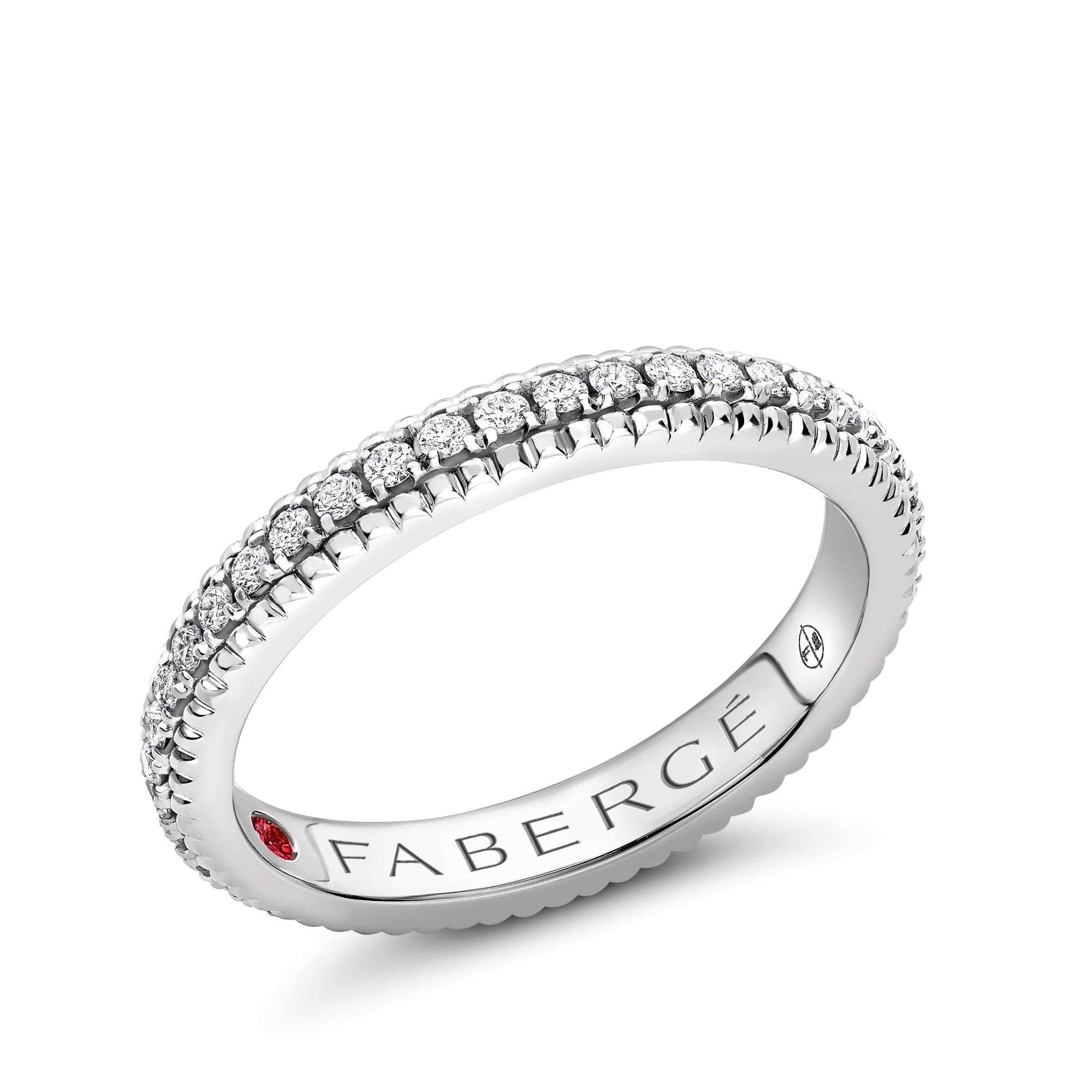 Faberge Colours Of Love Platinum Diamond Fluted Band Ring D - I