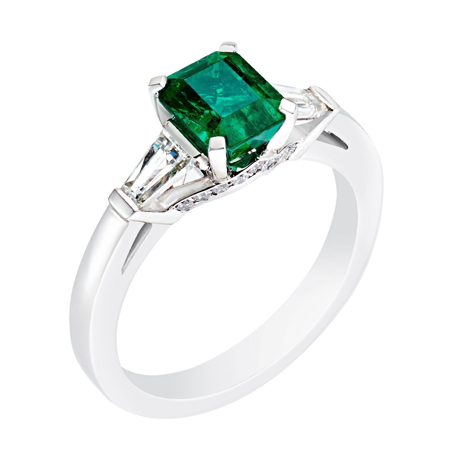 Faberge Colours Of Love Platinum Emerald Step Cut Ring - 49