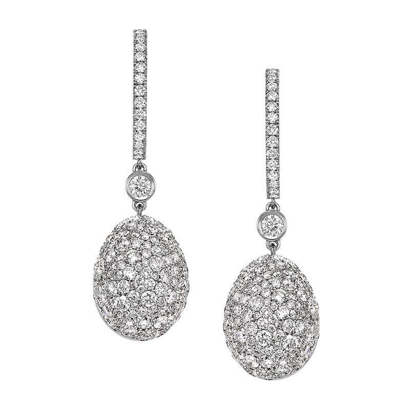 Faberge Emotion 18ct White Gold Diamond Drop Earrings - White Gold