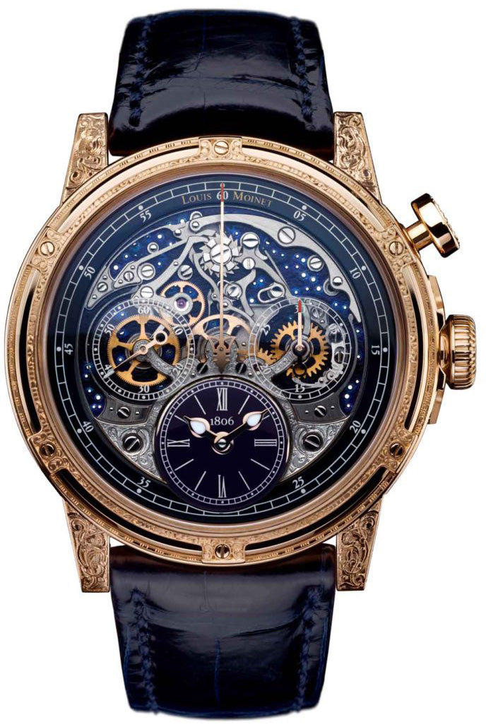 Louis Moinet Watch Memoris Red Eclipse Rose Gold Hand Engraved Limited Edition
