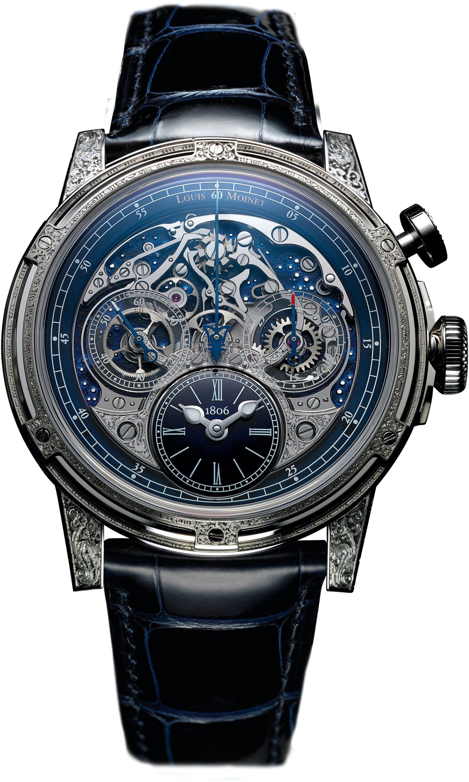 Louis Moinet Watch Memoris Red Eclipse White Gold Hand Engraved Limited Edition