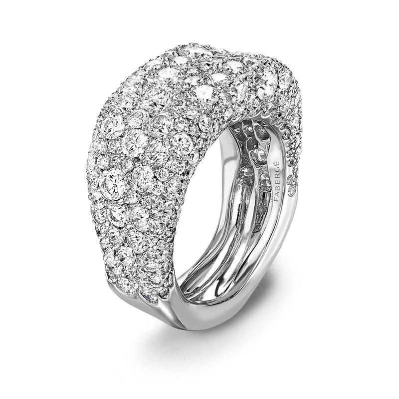 Faberge Emotion 18ct White Gold Diamond Thin Ring - 51