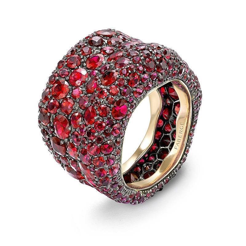 Faberge Emotion 18ct Yellow Gold Ruby Ring - 53