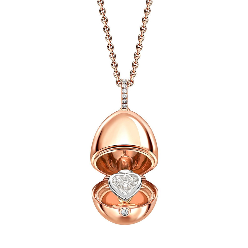 Faberge Essence 18ct Rose Gold Diamond Heart Surprise Locket