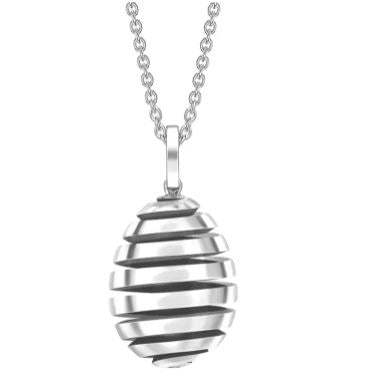 Faberge Essence Spiral 18ct White Gold Egg Pendant - White Gold