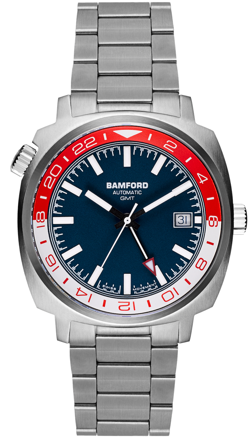 Bamford Watch Gmt Steel Red White