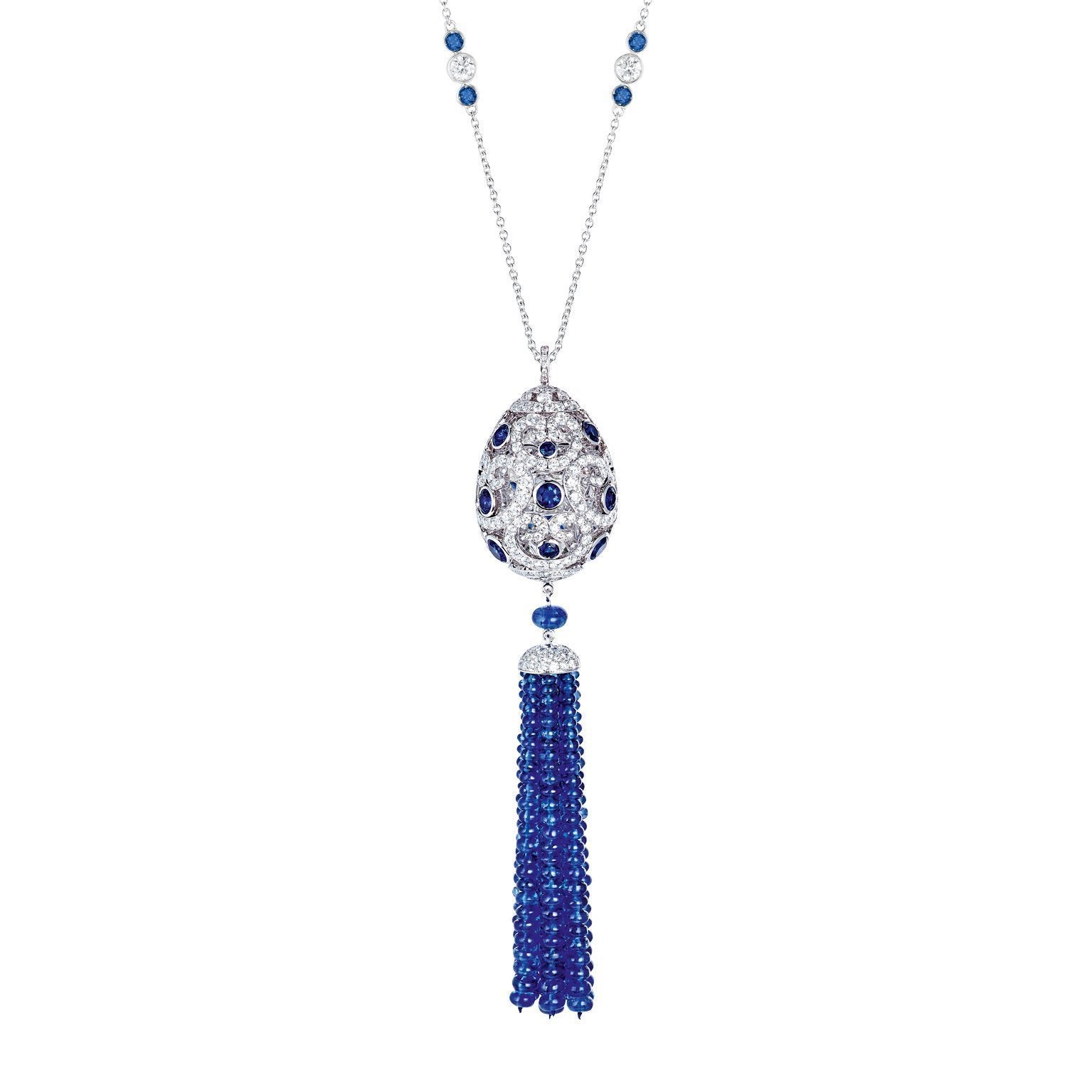 Faberge Imperial Imperatrice Sapphire Tassel Pendant - Silver