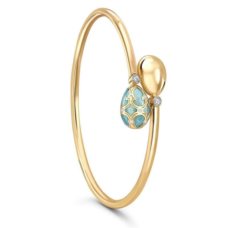 Faberge Palais Tsarskoye Selo 18ct Yellow Gold Turquoise Crossover Bangle - Gold