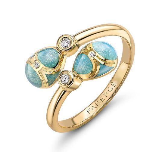 Faberge Palais Tsarskoye Selo Turquoise Crossover Ring - 48