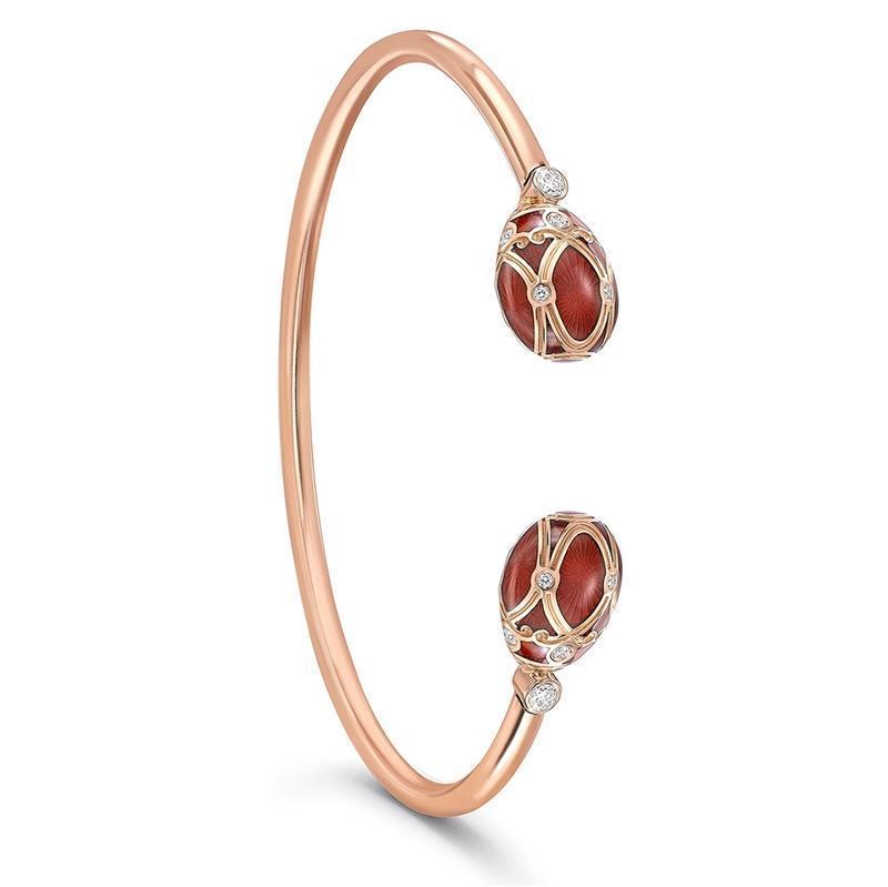 Faberge Palais Yelagin 18ct Rose Gold Diamond Red Open-set Bangle - Gold