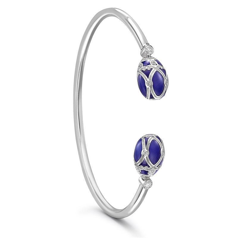 Faberge Palais Yelagin 18ct White Gold Royal Blue Open Set Bangle - Gold