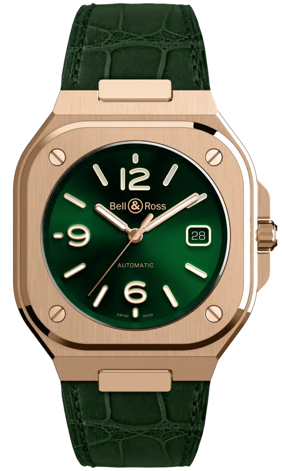 Bell & Ross Br 05 Auto Green Gold Alligator