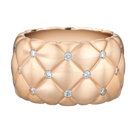 Faberge Treillage 18ct Rose Gold Diamond Wide Ring - 52