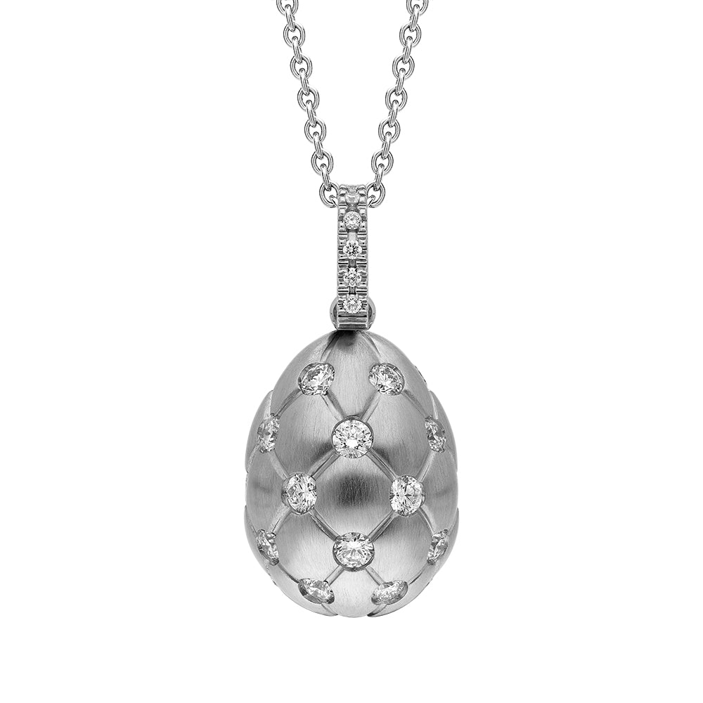 Faberge Treillage 18ct White Gold 0.78ct Diamond Egg Pendant Exclusive Edition - White Gold