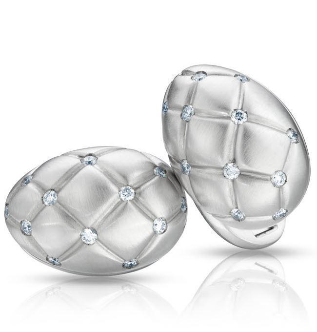 Faberge Treillage 18ct White Gold Diamond Matt Cufflinks - Gold