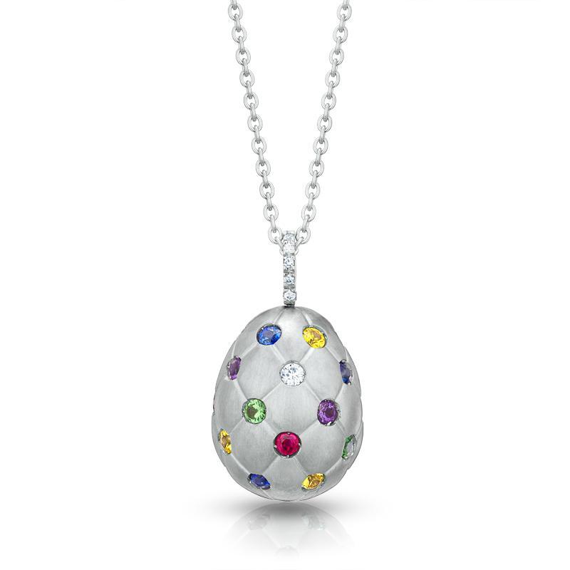 Faberge Treillage 18ct White Gold Multi-coloured Matt Pendant