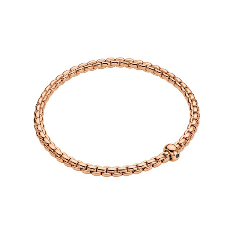 Fope Eka 18ct Rose Gold 0.01ct Black Diamond Flexible Bracelet - Xs