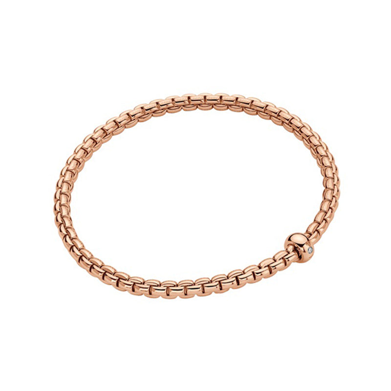 Fope Eka 18ct Rose Gold 0.01ct Diamond Flexible Bracelet - L