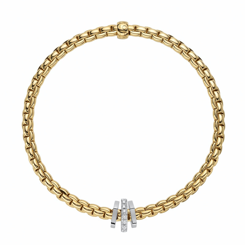 Fope Eka 18ct Yellow Gold 0.15ct Diamond Bracelet - L