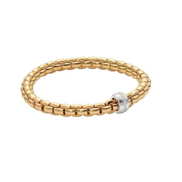 Fope Eka 18ct Yellow Gold 0.18ct Diamond Bracelet - L