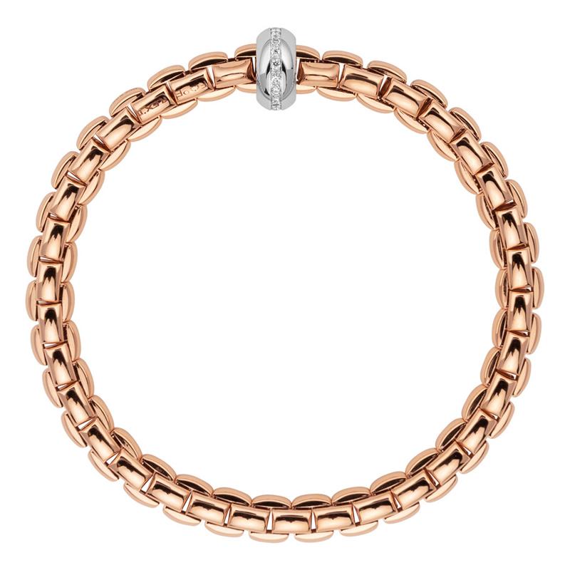 Fope Eka Anniversario 18ct Rose Gold 0.13ct Diamond Bracelet - L