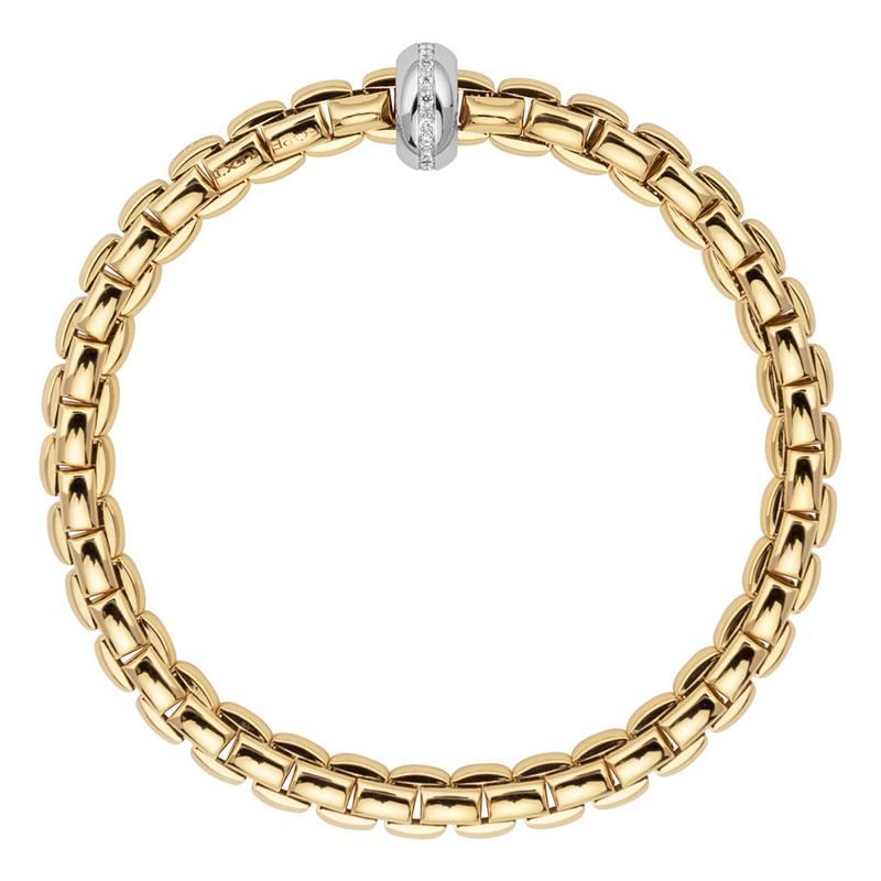 Fope Eka Anniversario 18ct Yellow Gold 0.13ct Diamond Bracelet - S