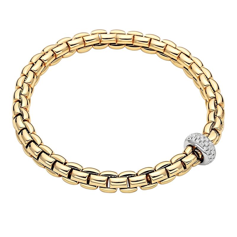 Fope Eka Anniversario 18ct Yellow Gold 0.40ct Diamond Bracelet - Xs