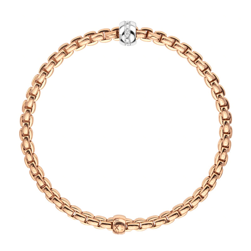 Fope Eka Tiny 18ct Rose Gold 0.07ct Diamond Bracelet - S