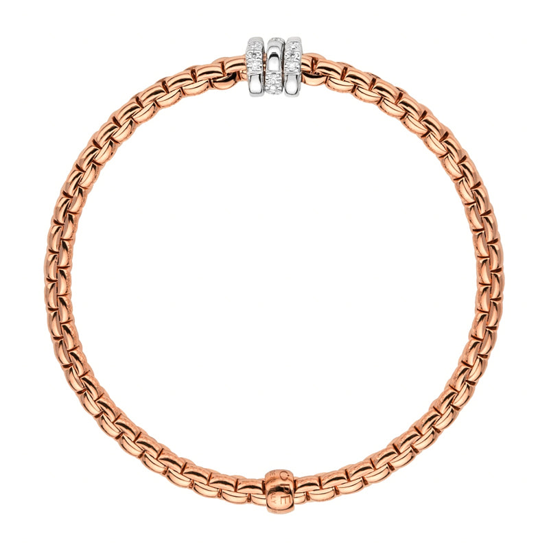 Fope Eka Tiny 18ct Rose Gold 0.16ct Diamond Bracelet - L