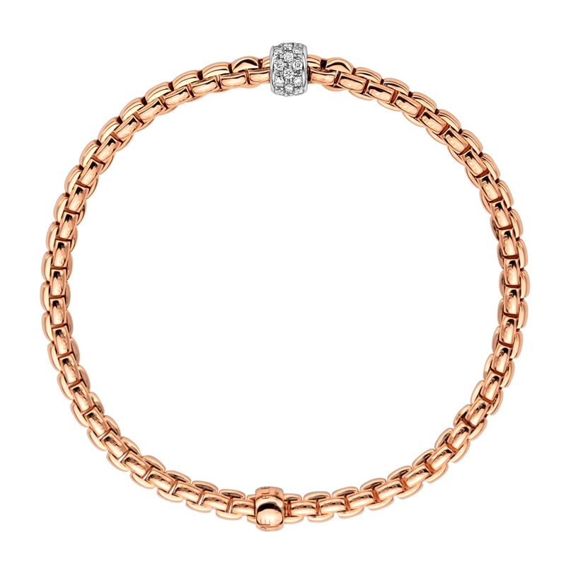 Fope Eka Tiny 18ct Rose Gold 0.19ct Diamond Bracelet - L