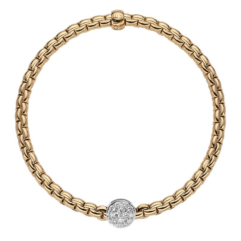 Fope Eka Tiny 18ct Rose Gold 0.22ct Diamond Bracelet - L