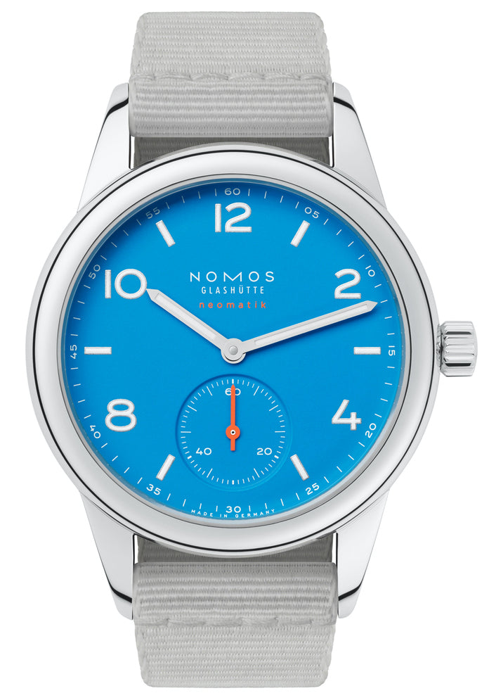 Nomos Glashutte Watch Club Neomatik Signalblau Sapphire Crystal