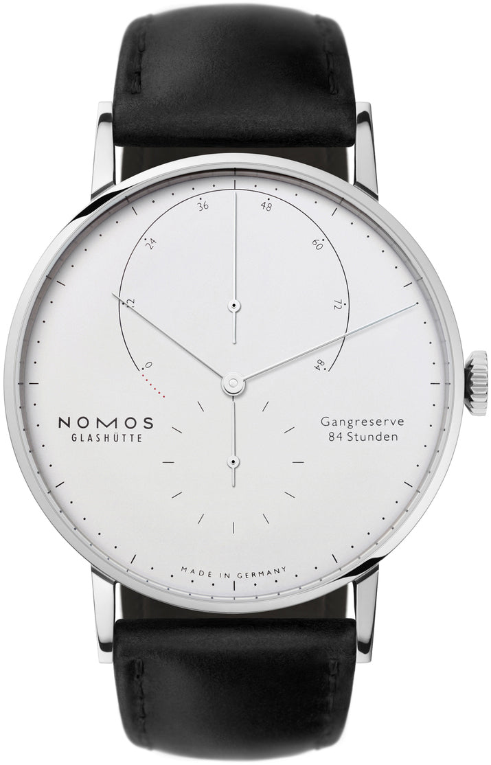 Nomos Glashutte Watch Lambda White Gold Sapphire Crystal