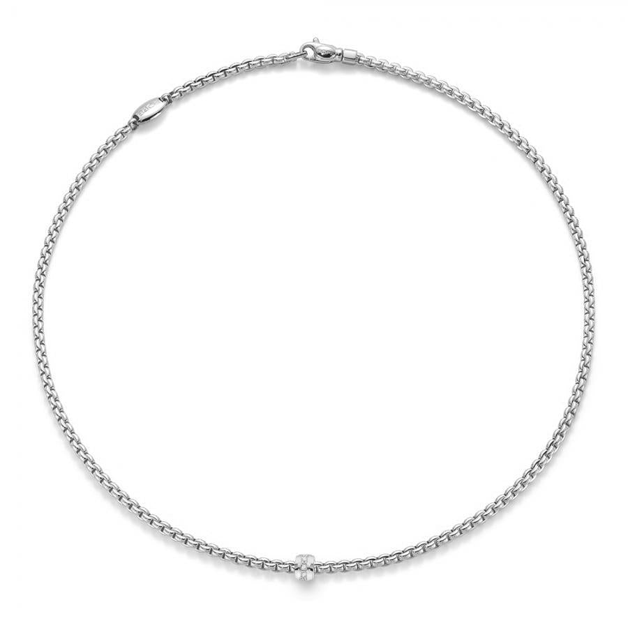 Fope Eka Tiny 18ct White Gold 0.07ct Diamond Necklace - 50cm