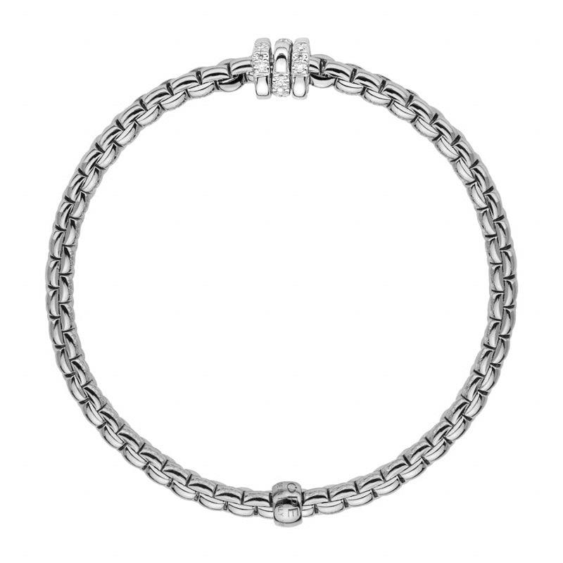 Fope Eka Tiny 18ct White Gold 0.16ct Diamond Bracelet - L