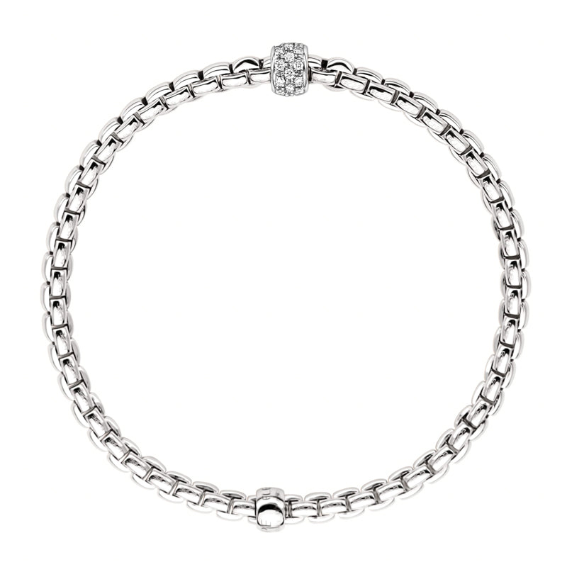 Fope Eka Tiny 18ct White Gold 0.19ct Diamond Bracelet - M