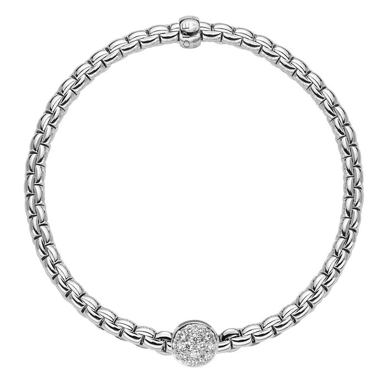 Fope Eka Tiny 18ct White Gold 0.22ct Diamond Bracelet - M