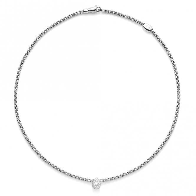 Fope Eka Tiny 18ct White Gold 0.27ct Diamond Pear Necklace