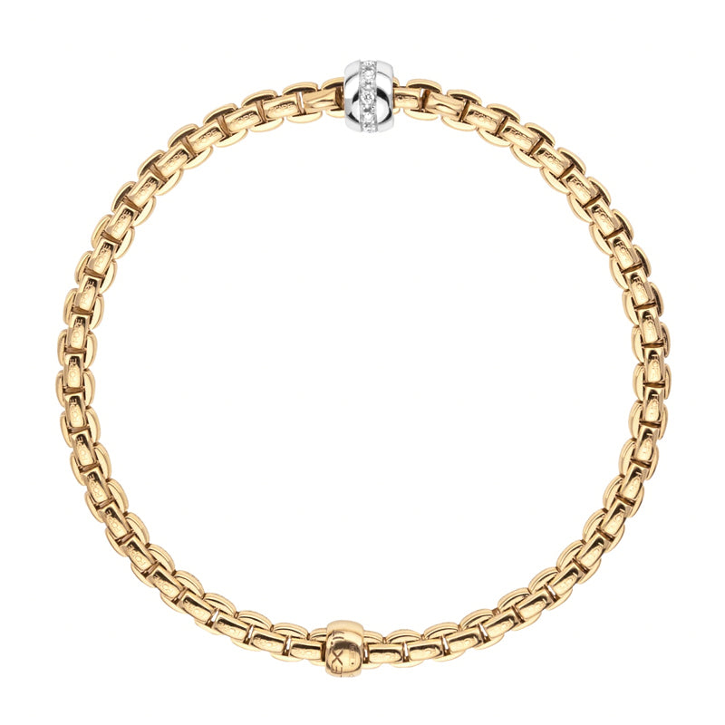 Fope Eka Tiny 18ct Yellow Gold 0.07ct Diamond Bracelet - M