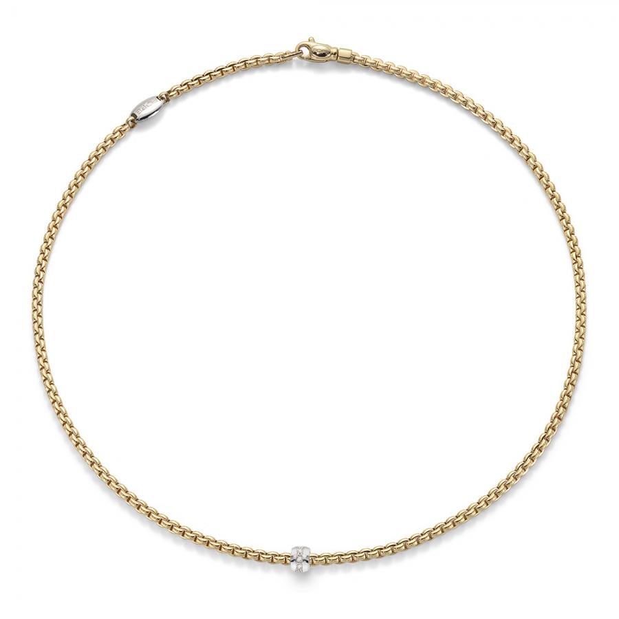 Fope Eka Tiny 18ct Yellow Gold 0.07ct Diamond Necklace - 45cm