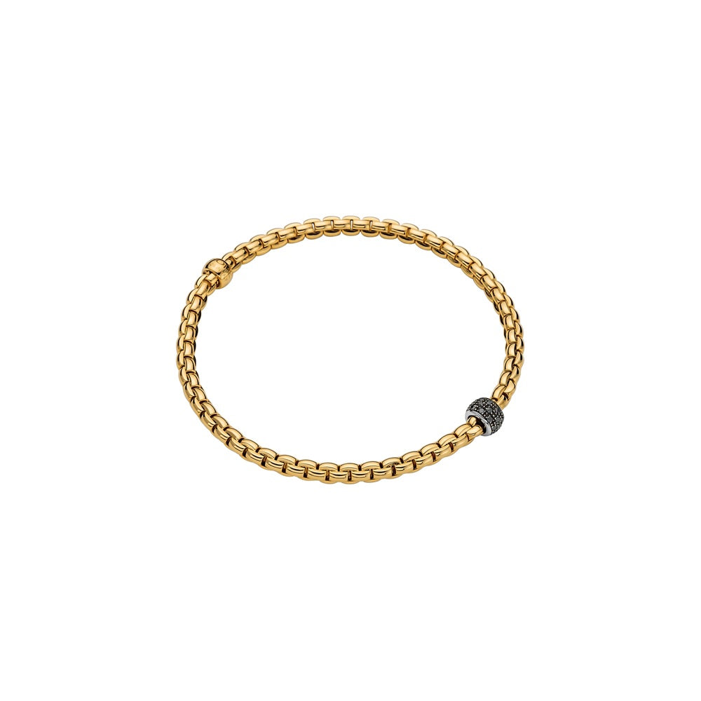 Fope Eka Tiny 18ct Yellow Gold 0.20ct Black Diamond Bracelet - L