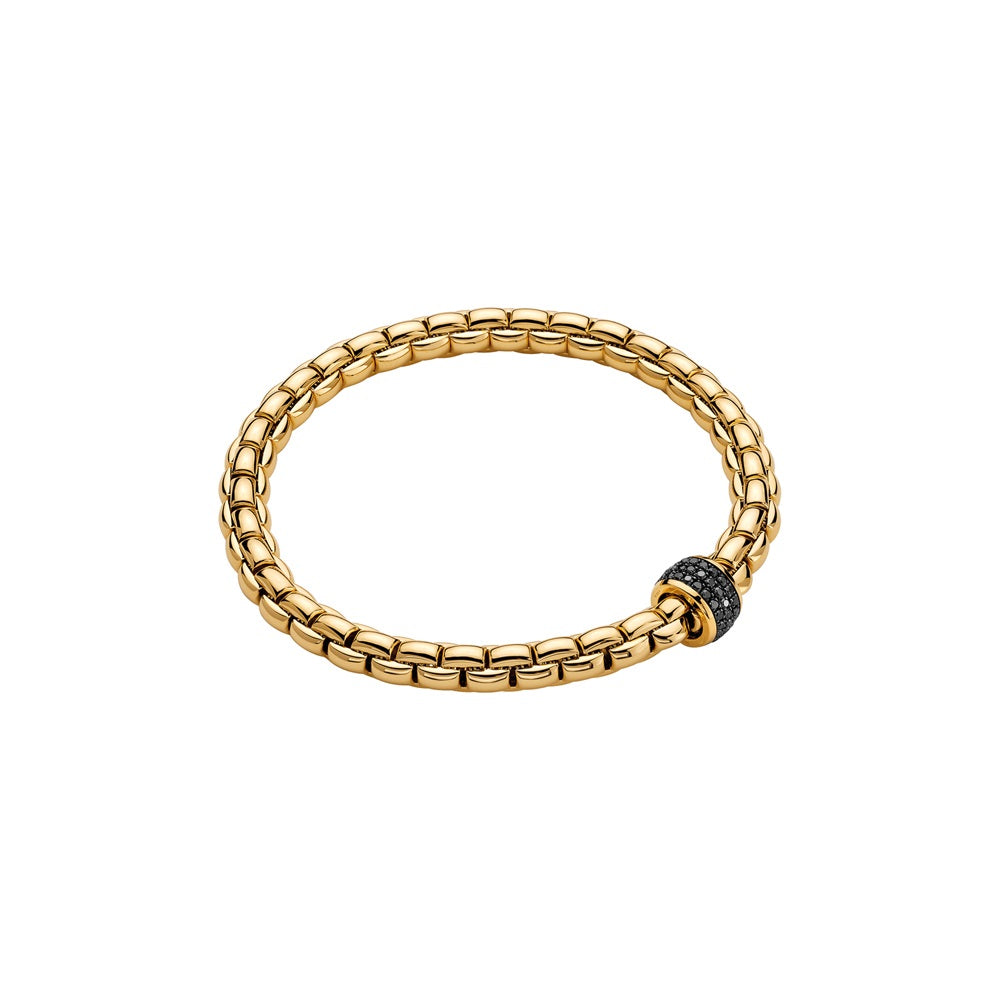 Fope Eka Tiny 18ct Yellow Gold 0.54ct Black Diamond Bracelet - L