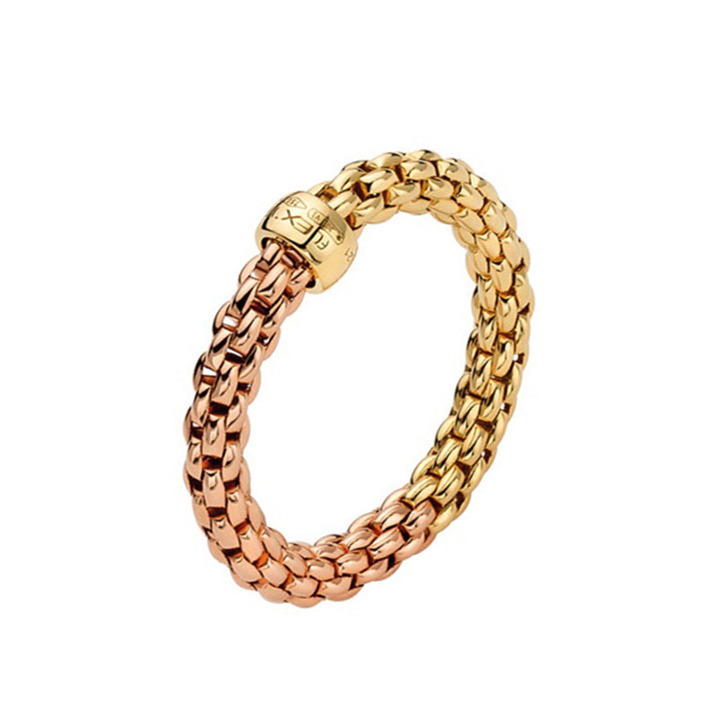 Fope Essentials 18ct Rose And Yellow Gold Ring - L