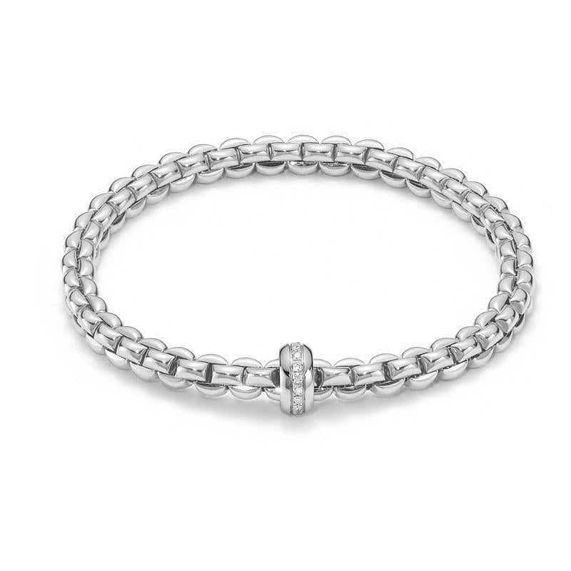 Fope Flex'it Eka 18ct White Gold 0.15ct Diamond Bracelet - L