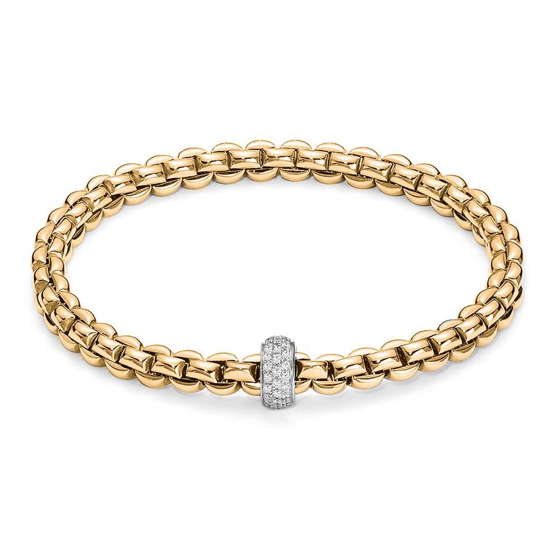 Fope Flex'it Eka 18ct Yellow Gold 0.37ct Diamond Bracelet - Xl