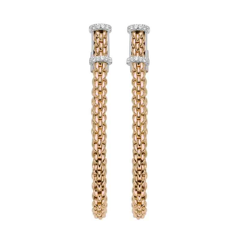 Fope Flexit Essentials 18ct Rose Gold Diamond Medium Mesh Chain Earrings